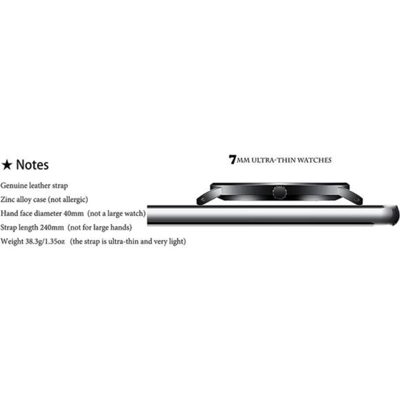 Mens Watches Ultra-Thin Minimalist Waterproof-Fashion Wrist Watch for Men Unisex - Picture 4 of 7